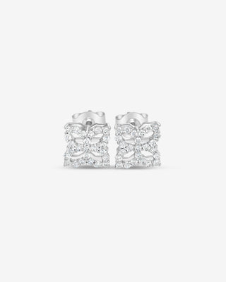 Iris 9k white gold 0.50ct round brilliant natural diamond flower stud earrings, G-H colour, SI clarity