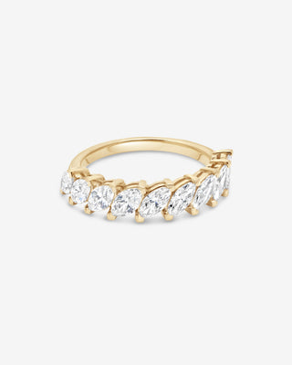 Jade 18k yellow gold marquise lab-grown diamond eternity ring, 1.35ct total, DEF colour VVS1 clarity