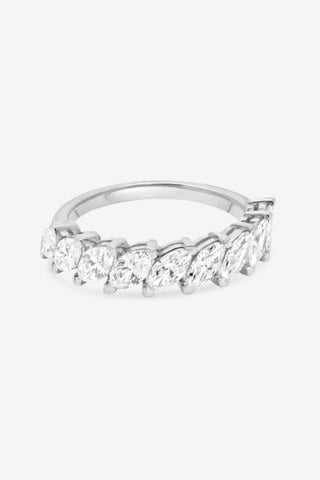 Jade 18k white gold 1.35ct marquise cut lab-grown diamond wedding ring, D-E-F colour, VVS clarity