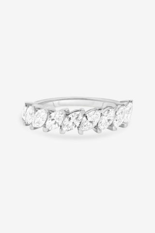 Jade 18k white gold 1.35ct marquise cut lab-grown diamond wedding ring, D-E-F colour, VVS clarity