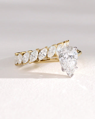 Jade 18k yellow gold marquise lab-grown diamond eternity ring, 1.35ct total, DEF colour VVS1 clarity