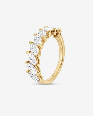 Jade 18k yellow gold marquise lab-grown diamond eternity ring, 1.35ct total, DEF colour VVS1 clarity