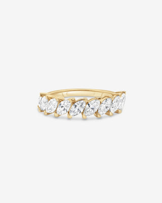 Jade 18k yellow gold marquise lab-grown diamond eternity ring, 1.35ct total, DEF colour VVS1 clarity