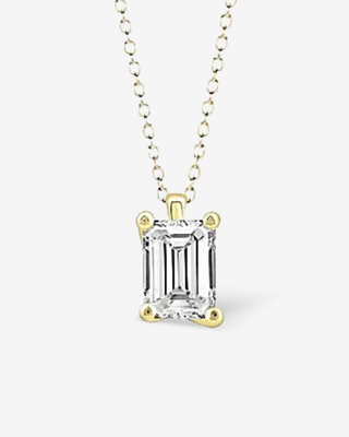 Jeju 18k yellow gold pendant with 0.70ct emerald-cut lab-grown diamond