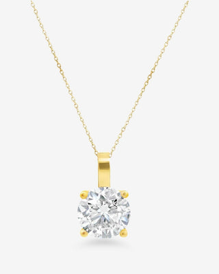9k Yellow Gold 1.54ct Round Brilliant Cut Lab-Grown Diamond Pendant / Necklace - 45cm