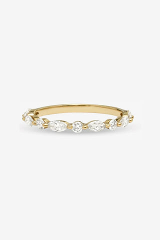 Lilith 18k yellow gold wedding ring with marquise and round brilliant natural diamonds
