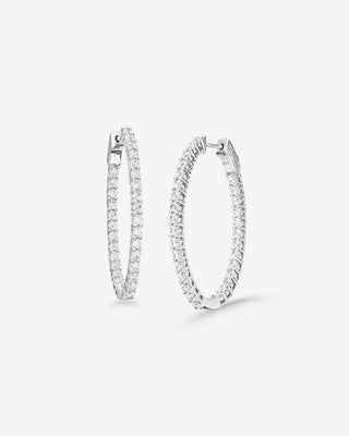 Livaire 9k white gold diamond hoop earrings, 1.00ct total, GH colour SI clarity