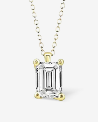 Lorelai 18k yellow gold emerald-cut lab-grown diamond pendant, 1.00ct, D colour VS2 clarity