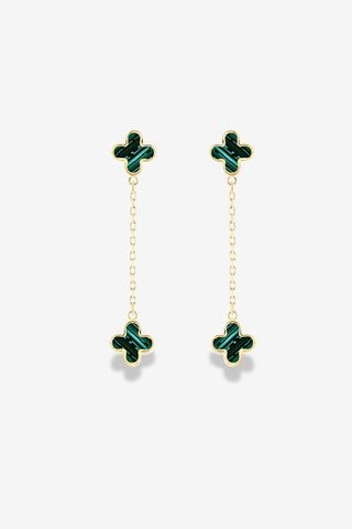 Malachite Clover Drop Studs