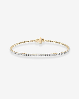 Monaco 9k yellow gold tennis bracelet with 1.00ct round brilliant natural diamonds