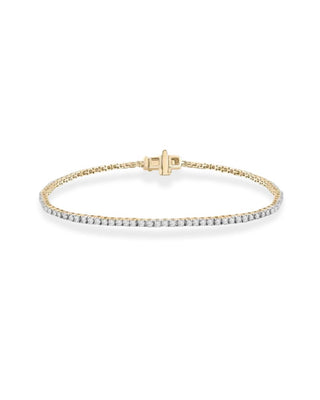 Monaco 9k yellow gold tennis bracelet with 1.00ct round brilliant natural diamonds