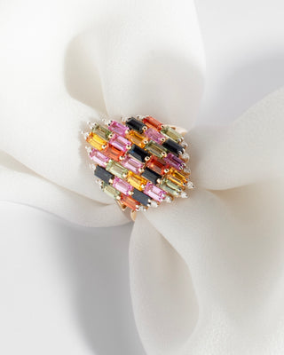 9k Yellow Gold Multicoloured 4.50ct Sapphire & Diamond Ring
