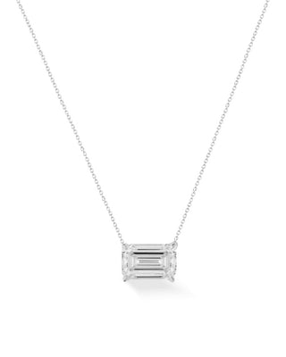Nixie 9k white gold necklace with 0.51ct emerald-cut lab-grown diamond