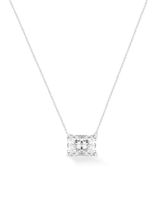 Nox 9k white gold necklace with 0.50ct long radiant-cut lab-grown diamond