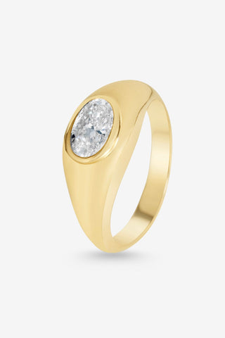 Oval Diamond Signet Ring