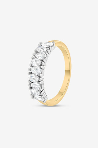Hallie - YG Pear Wedding / Eternity Dress Ring