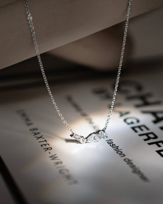 9k White Gold 0.25ct Diamond Bar Cluster Necklace - 45cm