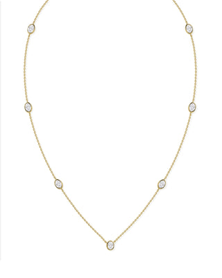 Peyton 9k yellow gold 0.75ct oval cut lab-grown diamond by-the-yard necklace, E-F colour, VS clarity