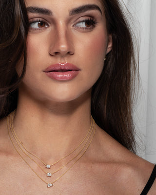 9k Yellow Gold 0.51ct East / West Oval Lab-Grown Diamond Pendant / Necklace