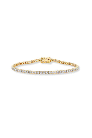 3.10ct round-brilliant lab-grown diamond tennis bracelet, 18k yellow gold
