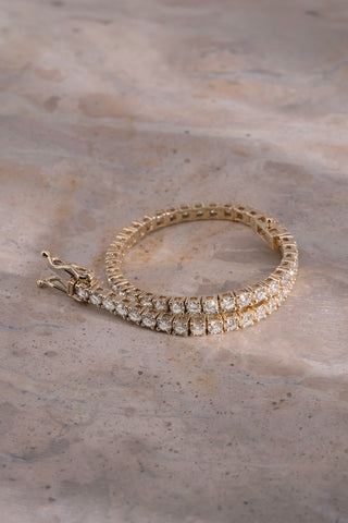 3.10ct round-brilliant lab-grown diamond tennis bracelet, 18k yellow gold