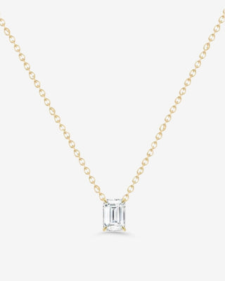 Reyna 9k yellow gold emerald-cut lab-grown diamond pendant, 0.51ct, F colour VS clarity