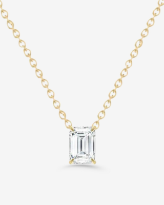 Reyna 9k yellow gold emerald-cut lab-grown diamond pendant, 0.51ct, F colour VS clarity