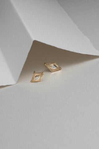 Skai 9k yellow gold 0.10ct marquise cut natural diamond sunburst stud earrings, G-H colour, SI clarity