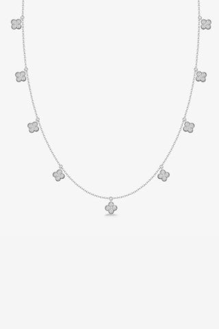 Soren 9k white gold multi clover necklace with 1.50ct round brilliant natural diamonds