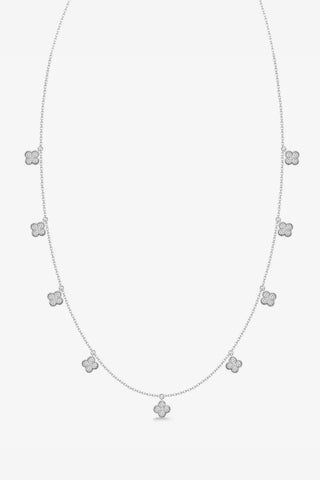 Soren 9k white gold multi clover necklace with 1.50ct round brilliant natural diamonds