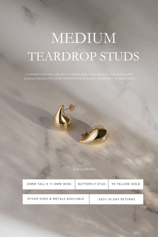 Elena Medium Teardrop Stud Earrings