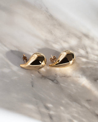 9k Yellow Gold Large Teardrop Stud Earrings