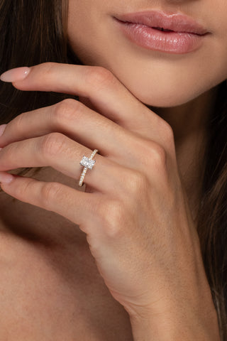 Tessa - Long Radiant Engagement Ring + Diamond Shoulders