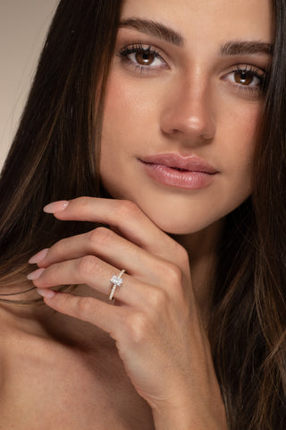 Tessa - Long Radiant Engagement Ring + Diamond Shoulders