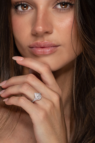 Tully - Pear Double Halo Engagement Ring