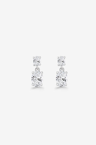 Oval Diamond Drop Earrings