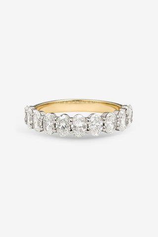 Zoe 18k yellow and white gold wedding ring with 1.50ct oval-cut natural diamonds