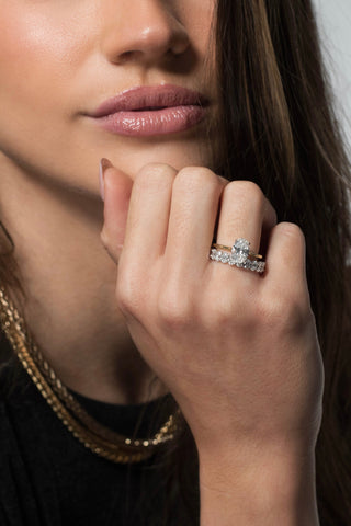 Zoe 18k yellow and white gold wedding ring with 1.50ct oval-cut natural diamonds