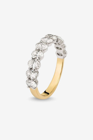 Zoe 18k yellow and white gold wedding ring with 1.50ct oval-cut natural diamonds