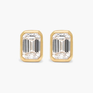 0.76ct Emerald Bezel Set Diamond Studs
