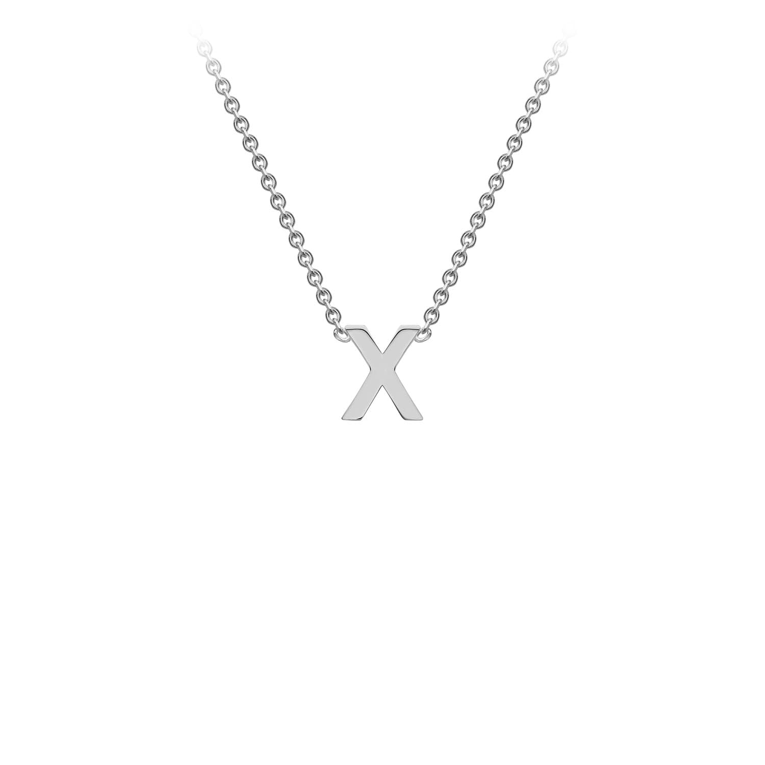 9k White Gold Petite Initial Necklace