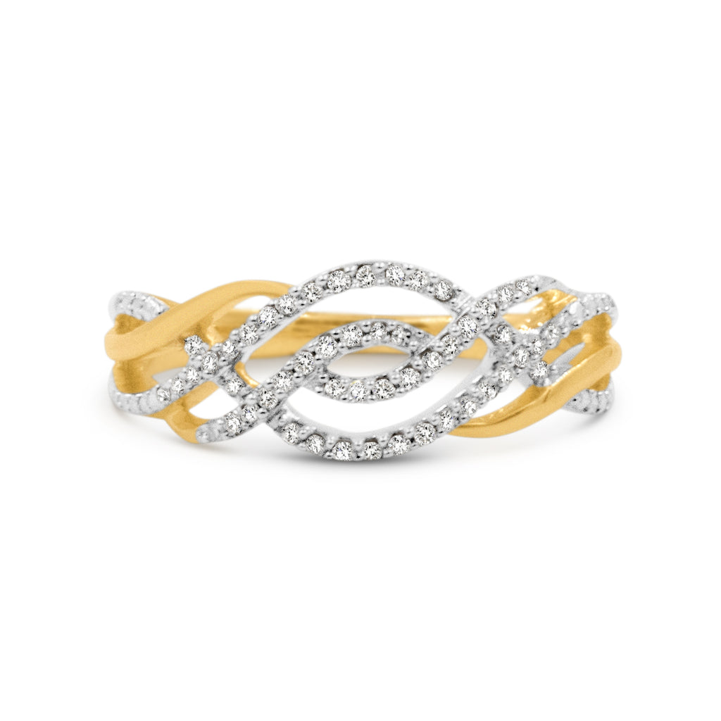 9k Yellow & White Gold Diamond Loop Dress Ring