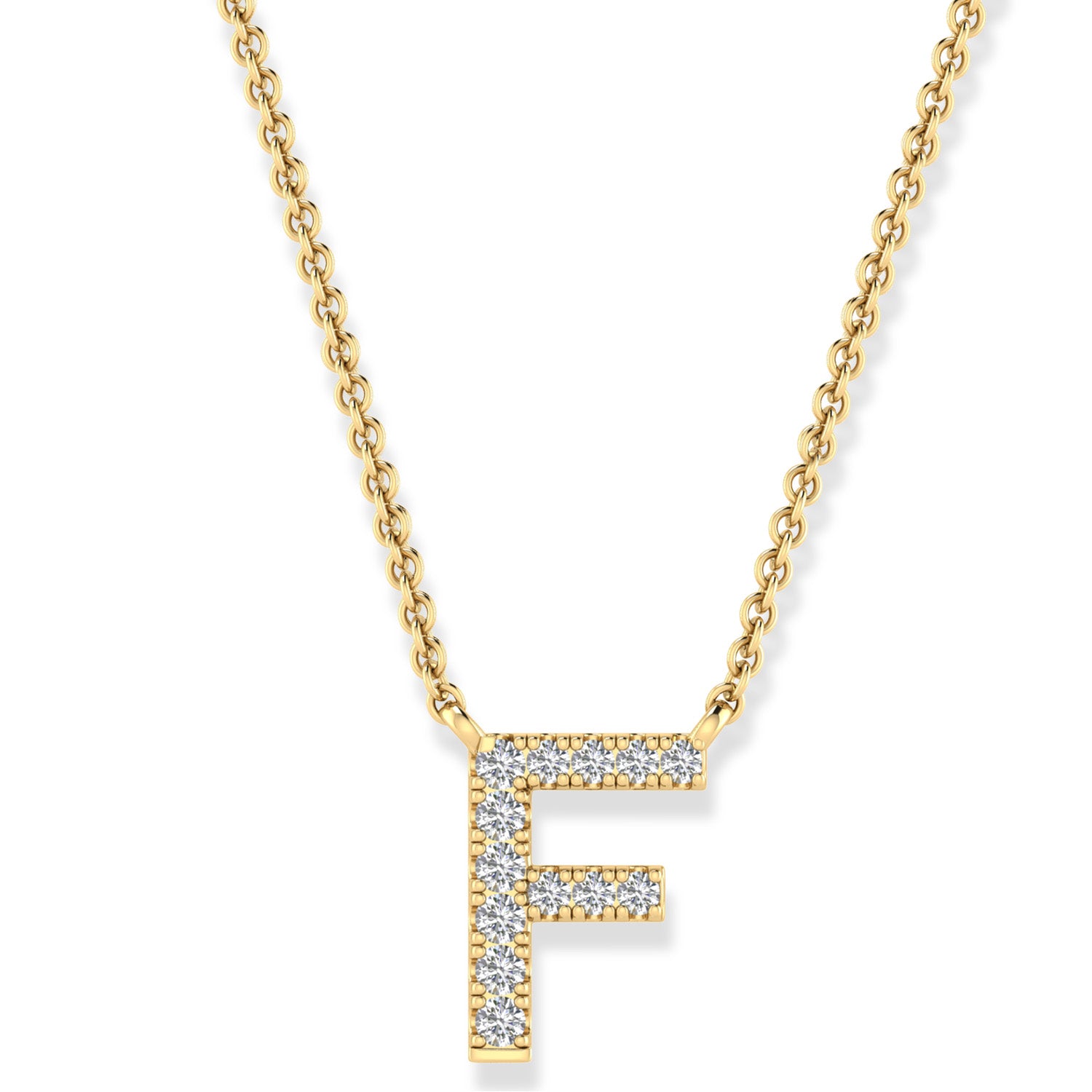 9k Yellow Gold Petite Initial Diamond Necklace