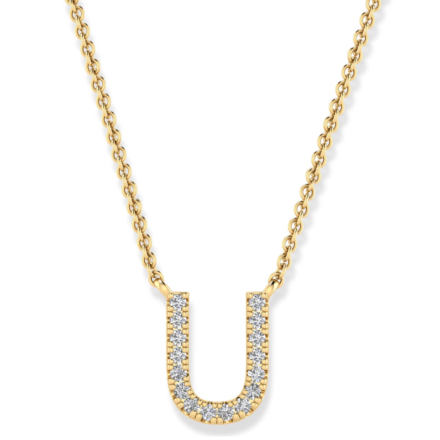 9k Yellow Gold Petite Initial Diamond Necklace