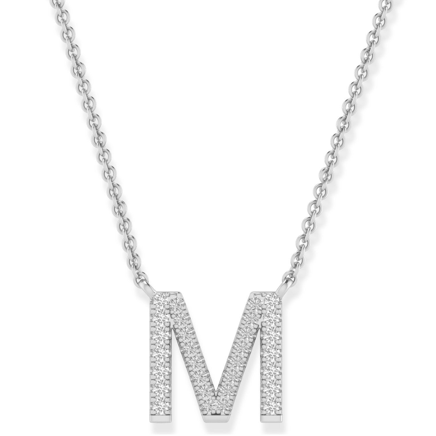 9k White Gold Petite Initial Diamond Necklace